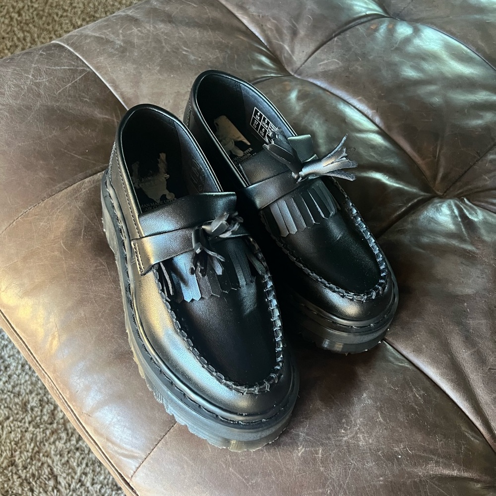 Dr. Martens Black Vegan Leather Loafers - Adrian Quad Mono Size W7/M5